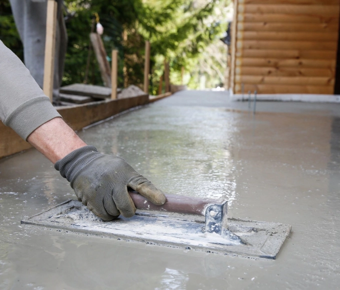 A person is working on the floor of a house.